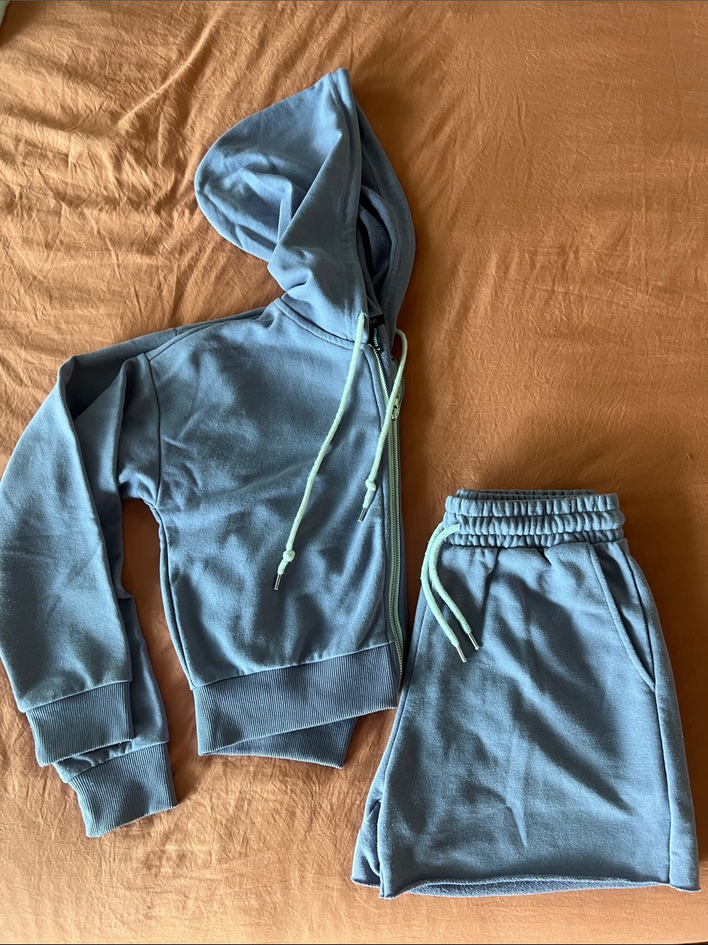 Lavender Zip-Up Hoodie with Cream Drawstrings